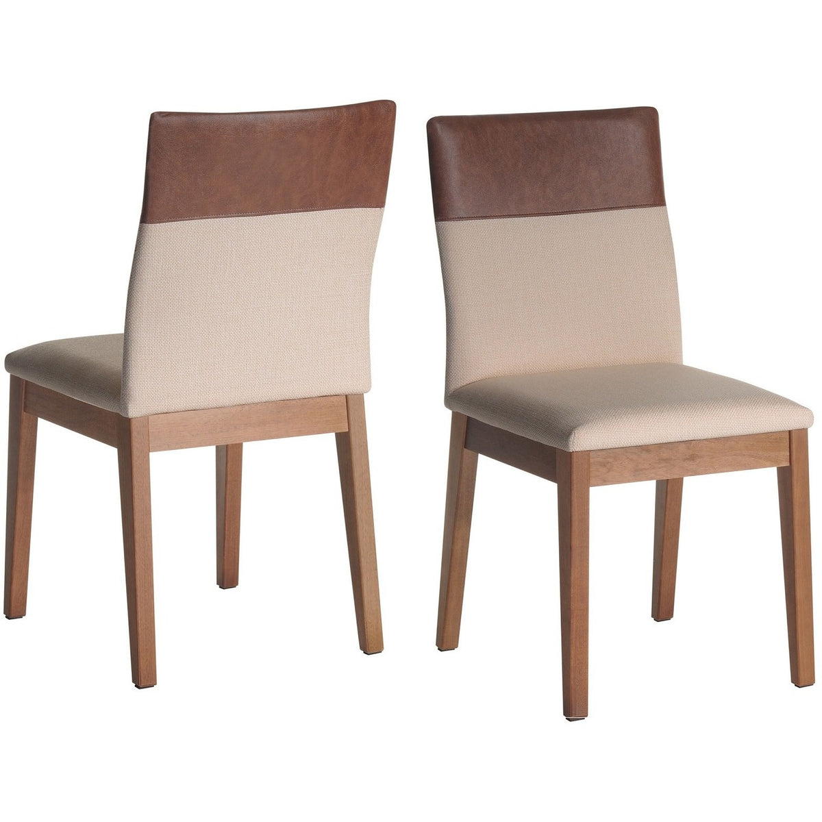 Manhattan Comfort Duke 2-Piece Dining Chair with Synthetic Leather in Dark Beige and Brown-Minimal & Modern
