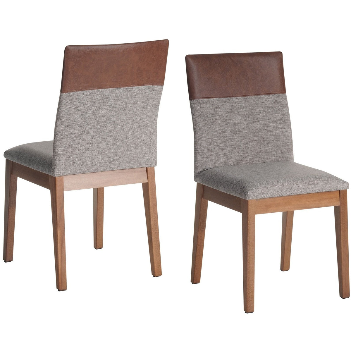 Manhattan Comfort Duke 2-Piece Dining Chair in with Synthetic Leather Grey and Brown-Minimal & Modern
