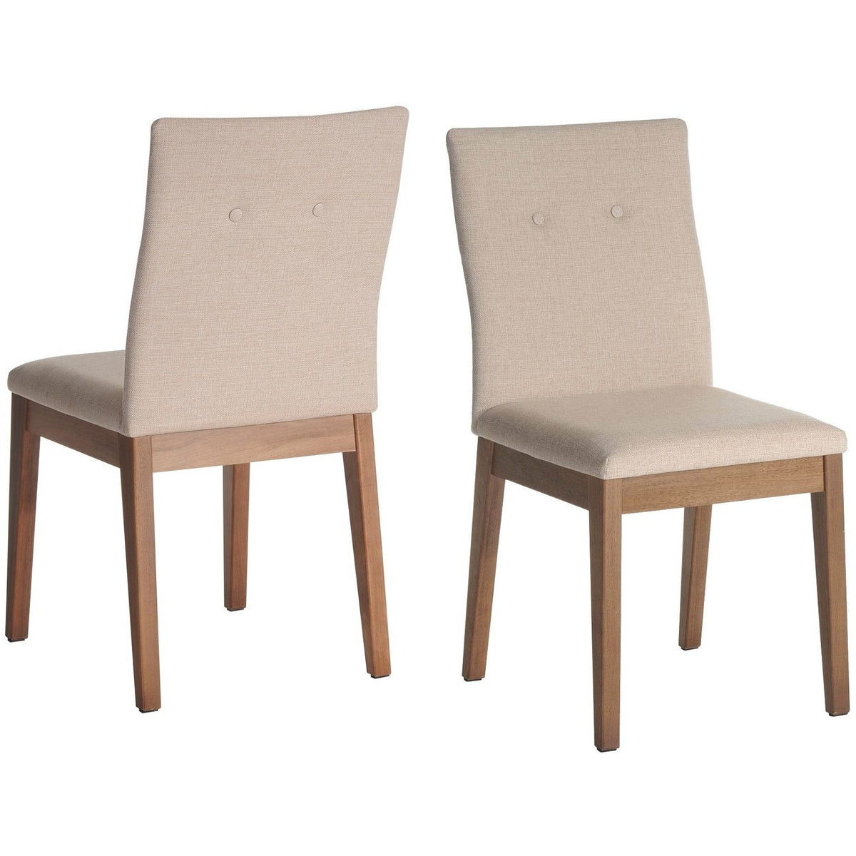 Manhattan Comfort Leroy 2-Piece Dining Chair with Stitched Buttons in Dark Beige-Minimal & Modern