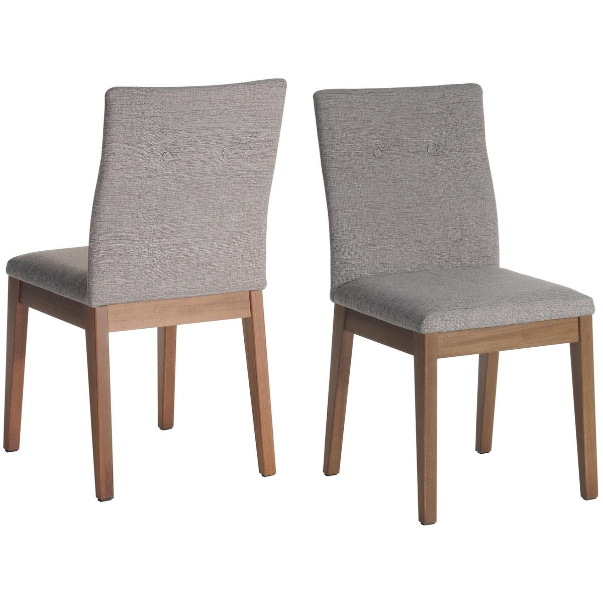 Manhattan Comfort Leroy 2-Piece Dining Chair with Stitched Buttons in Grey-Minimal & Modern