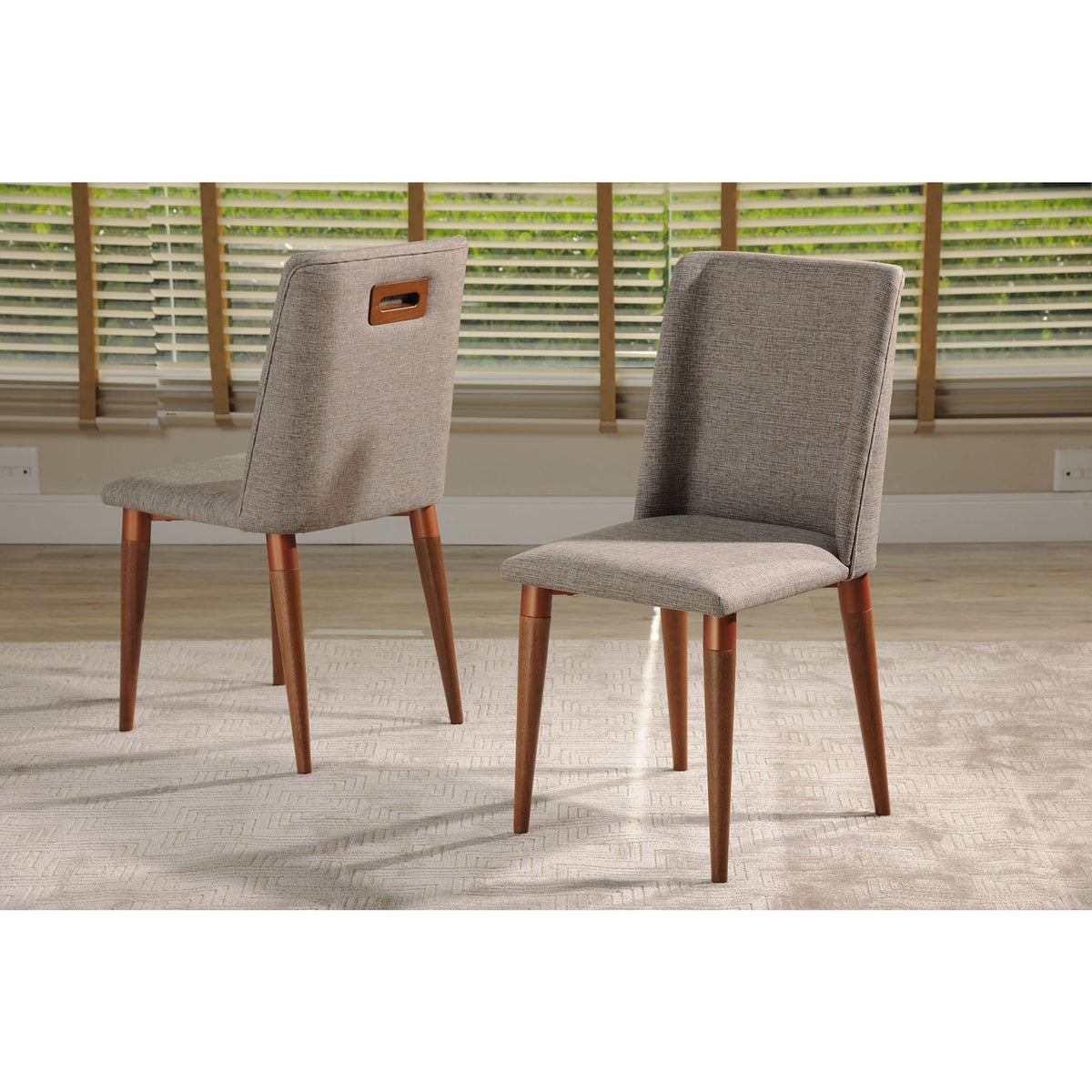 Manhattan Comfort Tampa 2-Piece Dining with Back Handle Design Chair in Grey-Minimal & Modern