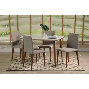 Manhattan Comfort 5-Piece Charles 45.27" Dining Set with 4 Dining Chairs in White Gloss and Grey-Minimal & Modern