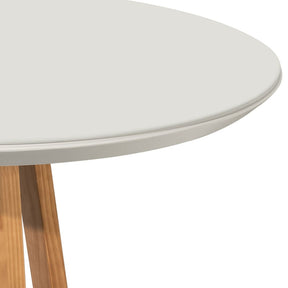 Manhattan Comfort Duffy 45.27 Modern Round Dining Table and Charles Dining Chairs in Off White and Dark Beige- Set of 5