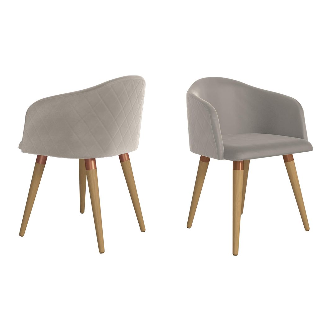 Manhattan Comfort Kari Velvet Matelassé Accent Chair in Beige - Set of 2Manhattan Comfort-Upholstery- - 1