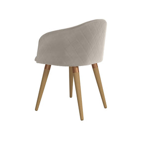 Manhattan Comfort Kari Velvet Matelassé Accent Chair in Beige - Set of 2