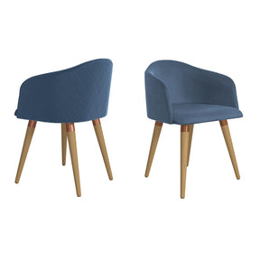 Manhattan Comfort Kari Velvet Matelassé Accent Chair in Blue - Set of 2Manhattan Comfort-Upholstery- - 1