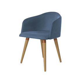 Manhattan Comfort Kari Velvet Matelassé Accent Chair in Blue - Set of 2