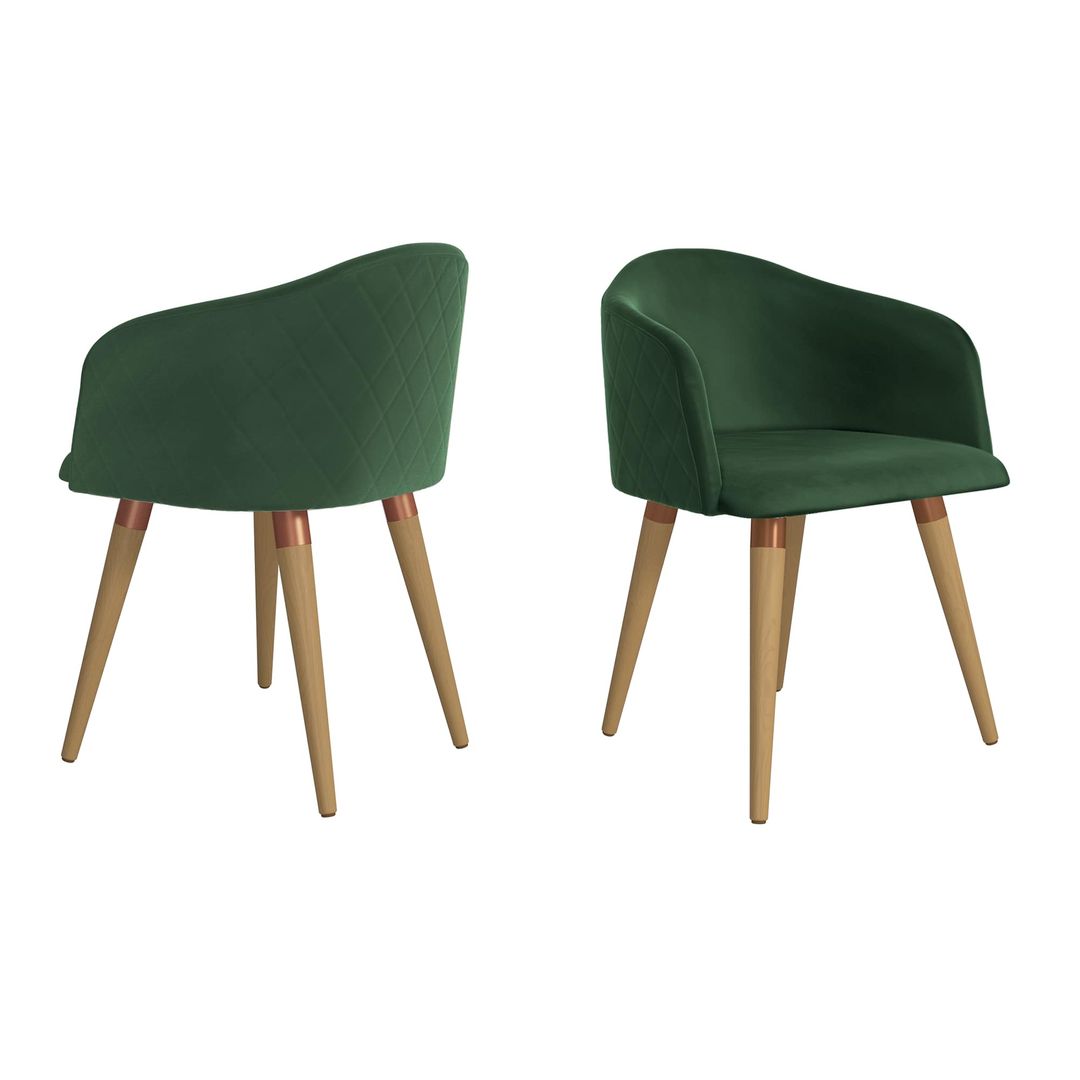 Manhattan Comfort Kari Velvet Matelassé Accent Chair in Green - Set of 2Manhattan Comfort-Upholstery- - 1