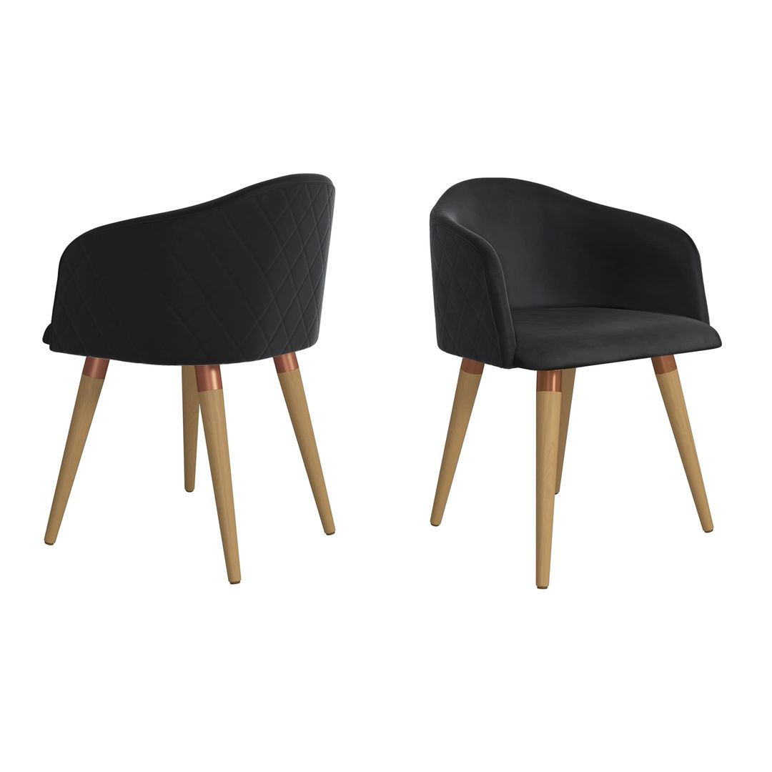 Manhattan Comfort Kari Velvet Matelassé Accent Chair in Black - Set of 2Manhattan Comfort-Upholstery- - 1