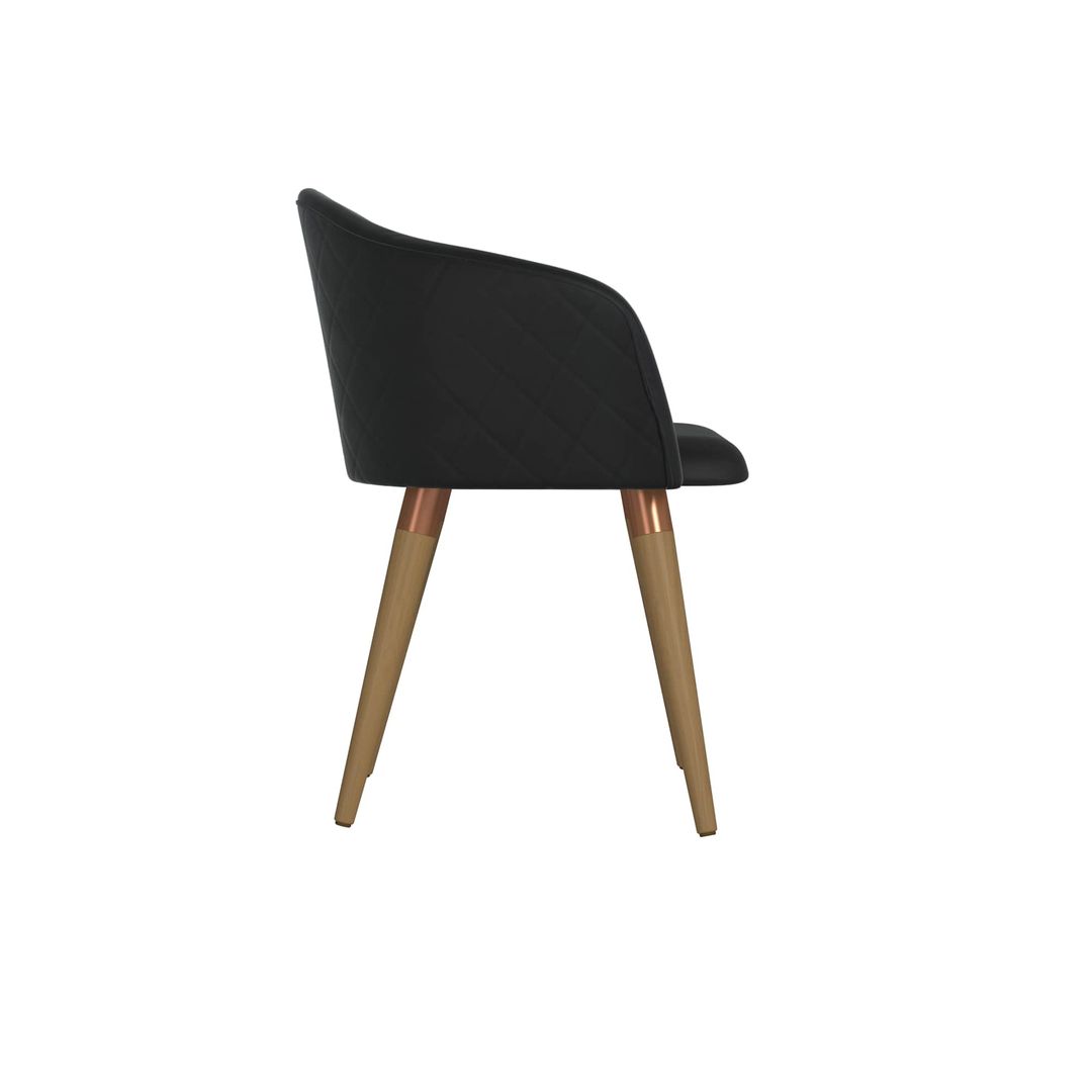 Manhattan Comfort Kari Velvet Matelassé Accent Chair in Black - Set of 2