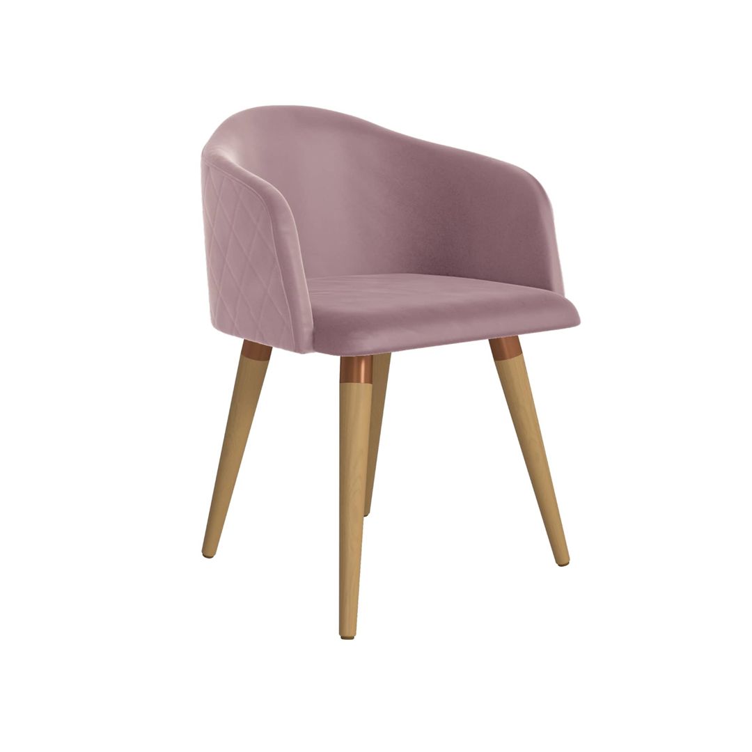 Manhattan Comfort Kari Velvet Matelassé Accent Chair in Rose Pink - Set of 2