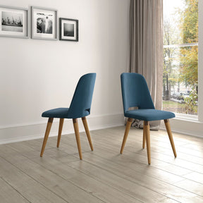 Manhattan Comfort Selina Velvet Accent Chair in Blue - Set of 2