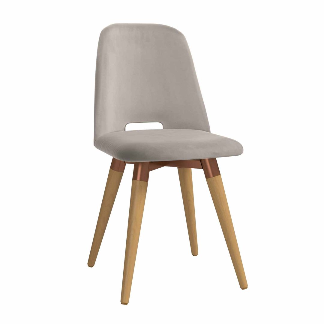 Manhattan Comfort Selina Velvet Accent Chair in Beige - Set of 2