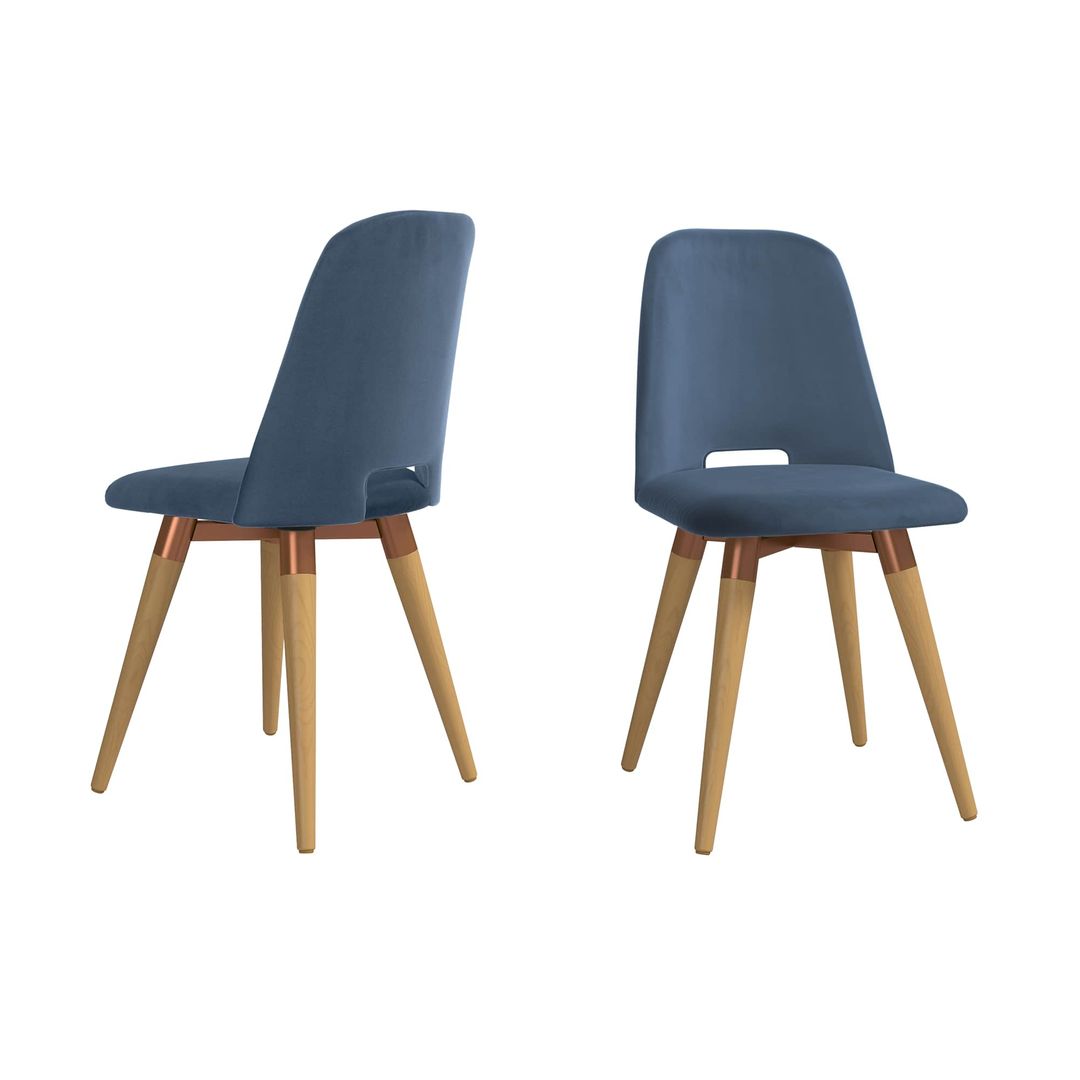 Manhattan Comfort Selina Velvet Accent Chair in Blue - Set of 2Manhattan Comfort-Upholstery- - 1