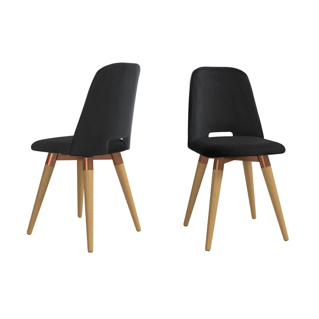 Manhattan Comfort Selina Velvet Accent Chair in Black - Set of 2Manhattan Comfort-Upholstery- - 1