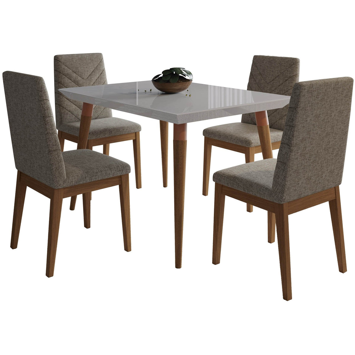 Manhattan Comfort 5-Piece Utopia 47.24" and Catherine Dining Set with 4 Dining Chairs in Off White and Grey-Minimal & Modern