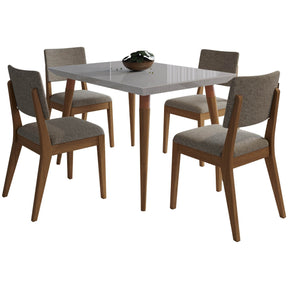 Manhattan Comfort 5-Piece Utopia 47.24" and Dover Dining Set with 4 Dining Chairs in Off White and Grey-Minimal & Modern
