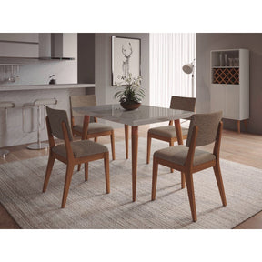 Manhattan Comfort 5-Piece Utopia 47.24" and Dover Dining Set with 4 Dining Chairs in Off White Marble and Grey-Minimal & Modern