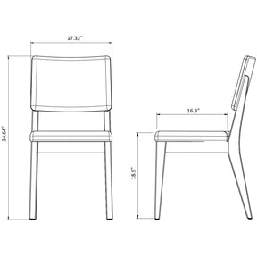 Manhattan Comfort Dover 2-Piece Dining Chair in Grey-Minimal & Modern