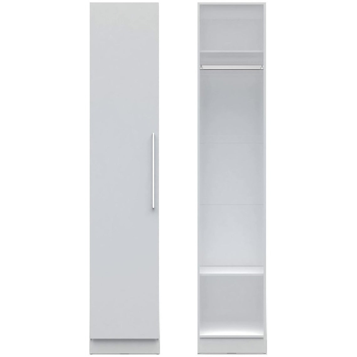 Manhattan Comfort Chelsea 17.71 inch Wide Long Hanging Closet with 1 Door in White-Minimal & Modern