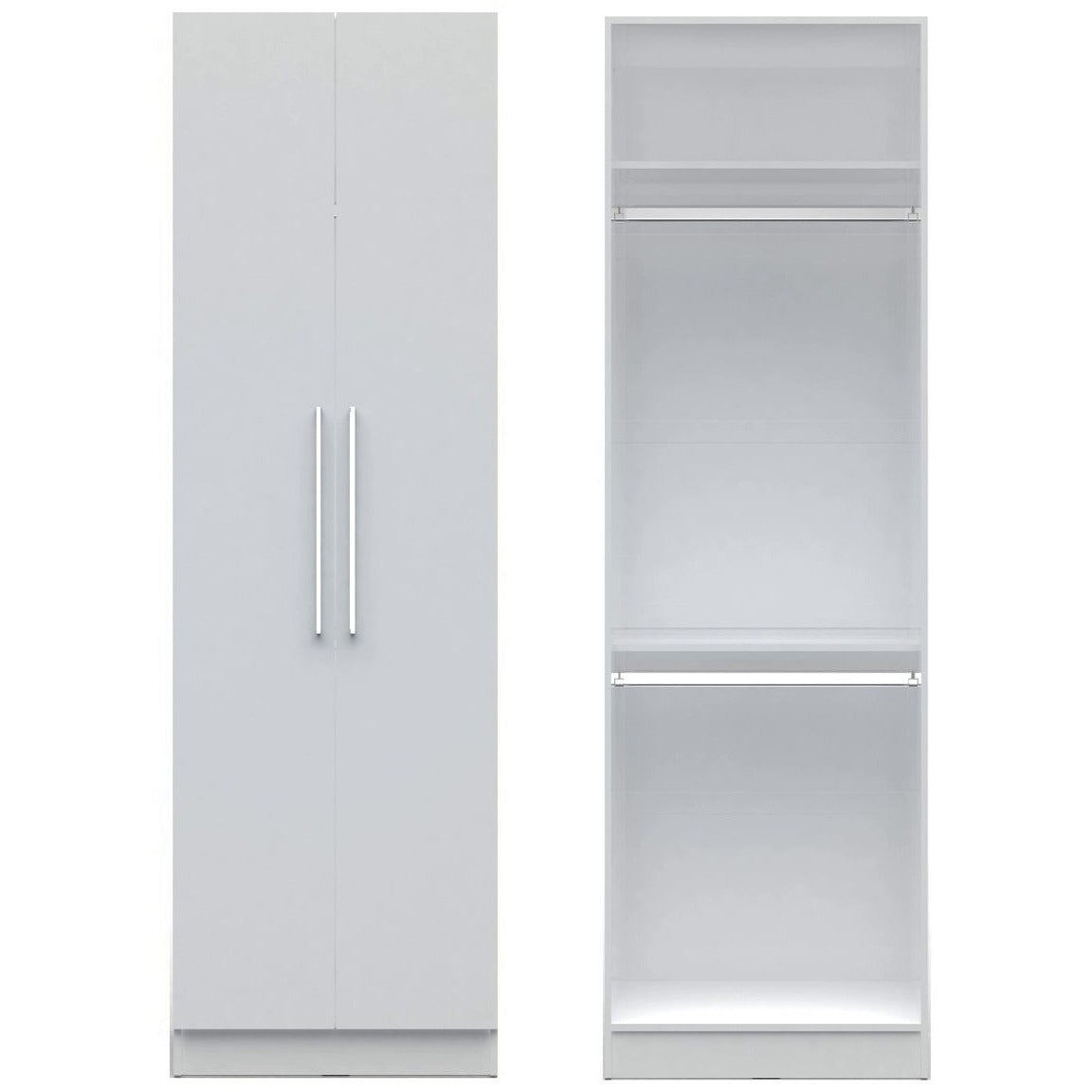 Manhattan Comfort Chelsea 1.0 - 27.55 inch Wide Double Hanging Closet with 2 Doors in White-Minimal & Modern
