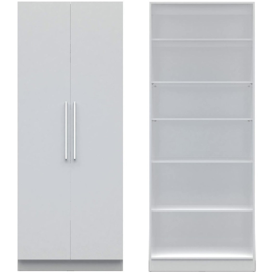 Manhattan Comfort Chelsea 3.0 - 35.43 inch Wide 6-Shelf Closet with 2 Doors in White-Minimal & Modern