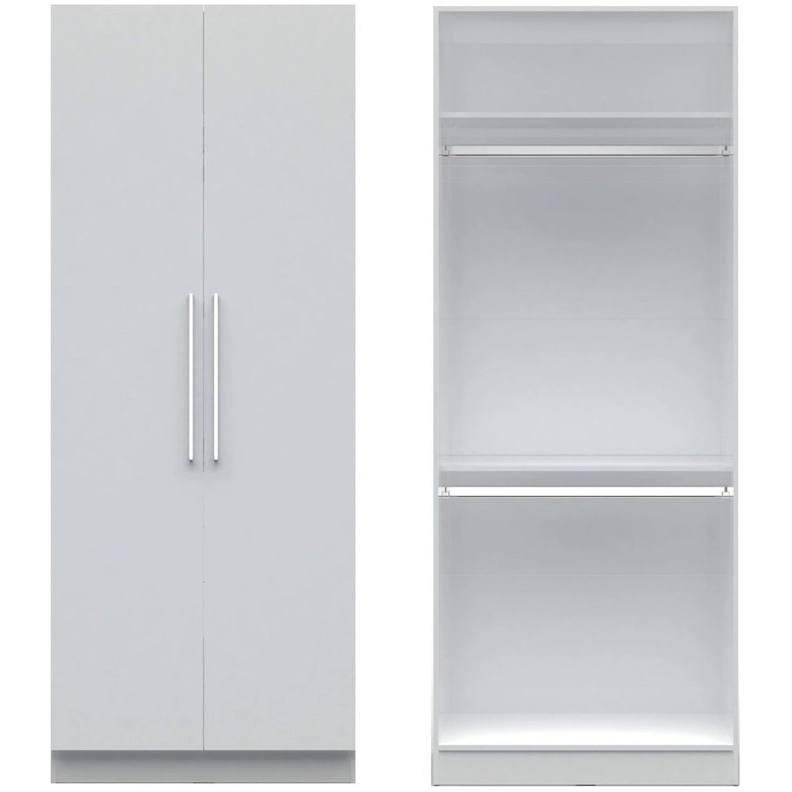 Manhattan Comfort Chelsea 2.0 - 35.43 inch Wide Double Hanging Closet with 2 Doors in White-Minimal & Modern