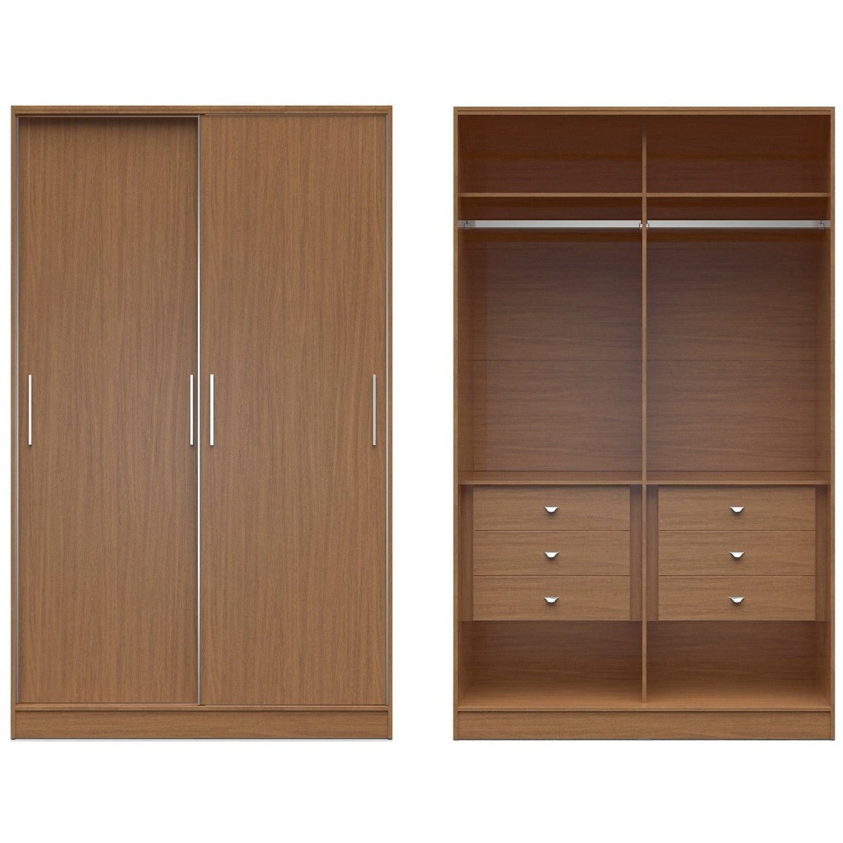 Manhattan Comfort Chelsea 1.0 - 54.33 inch Wide He/She Wardrobe with 6 Drawers and 2 Sliding Doors in Maple Cream-Minimal & Modern