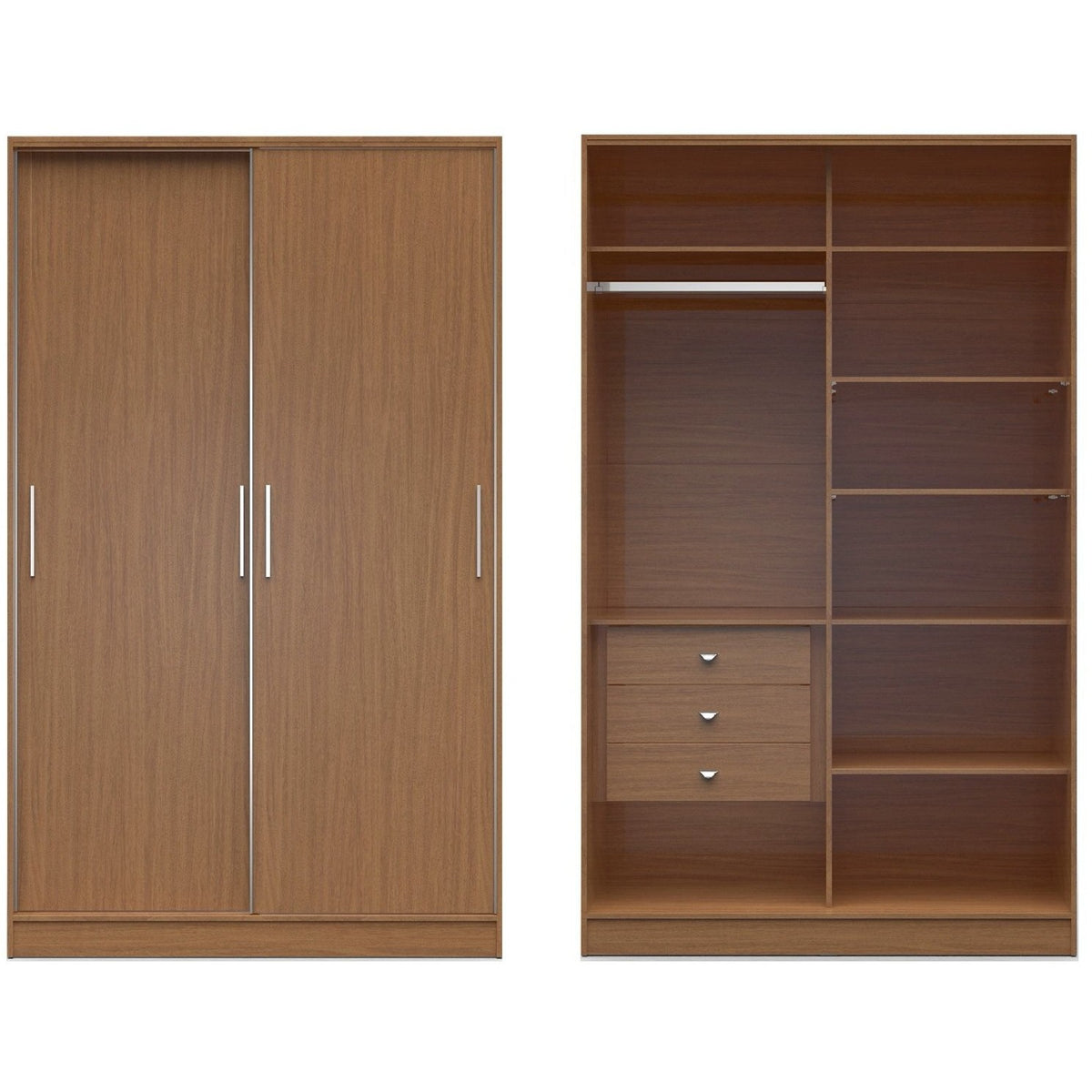 Manhattan Comfort Chelsea 1.0 - 54.33 inch Wide Full Wardrobe with 3 Drawers and 2 Sliding Doors in Maple Cream-Minimal & Modern