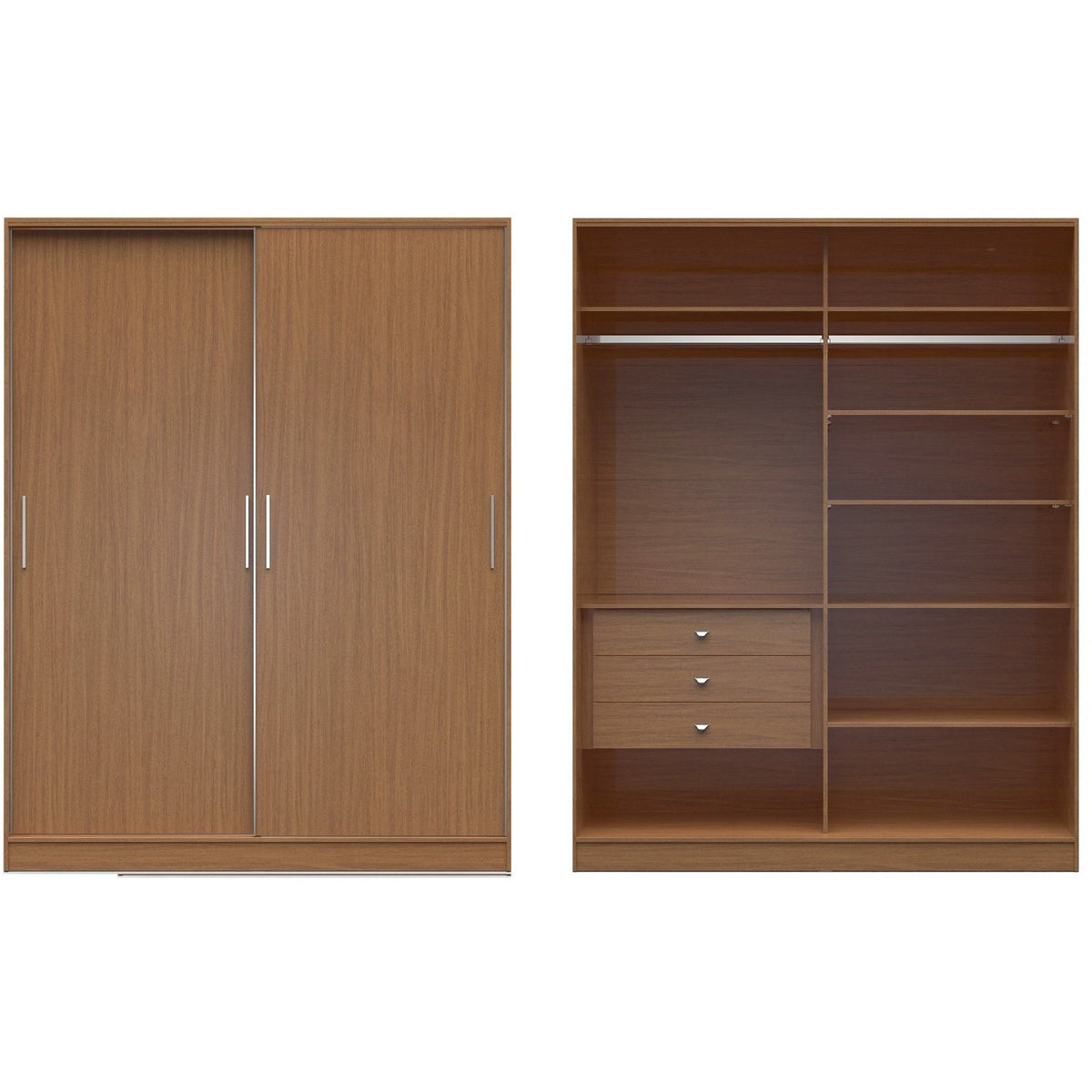 Manhattan Comfort Chelsea 2.0 - 70.07 inch Wide Full Wardrobe with 3 Drawers and 2 Sliding Doors in Maple Cream-Minimal & Modern