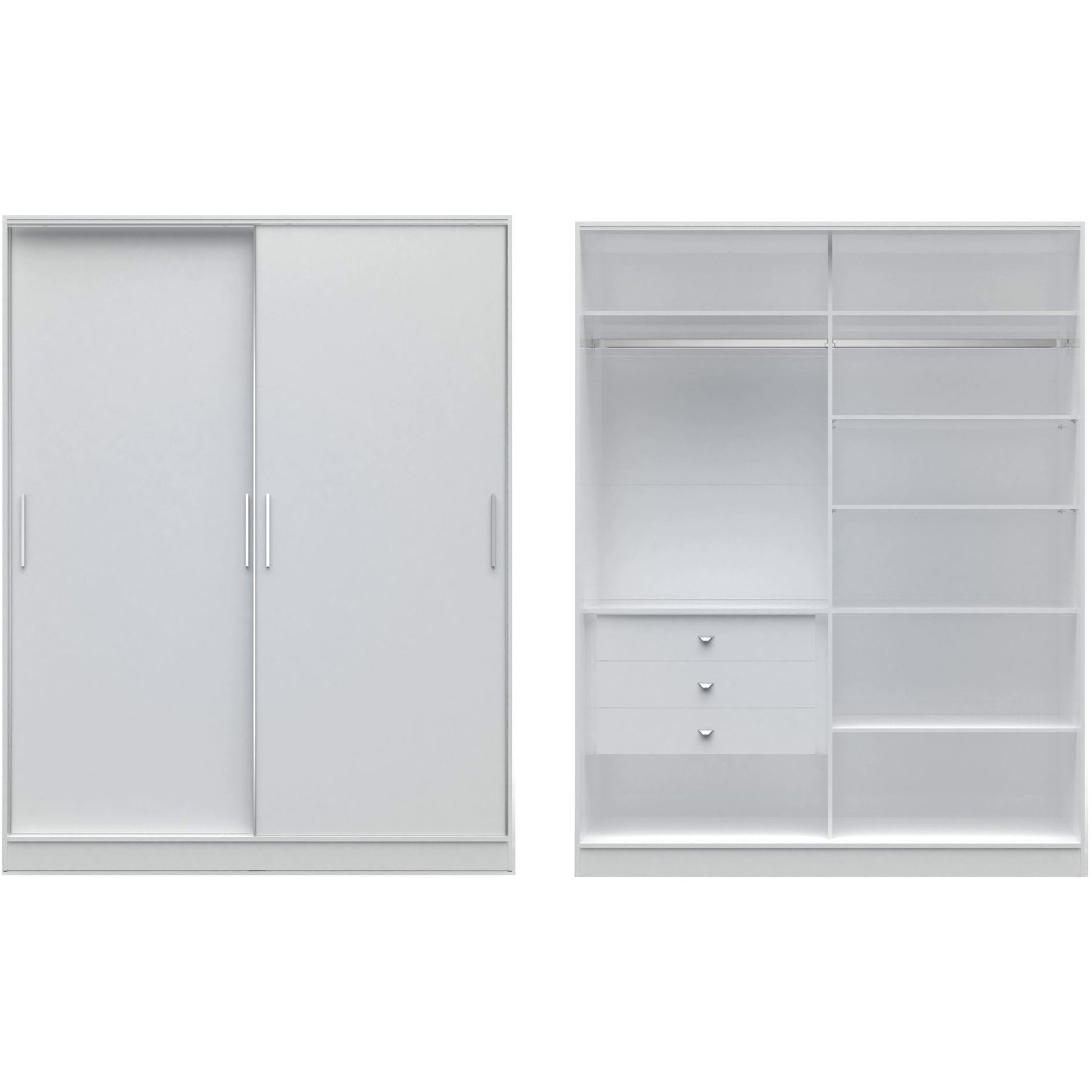 Manhattan Comfort Chelsea 2.0 - 70.07 inch Wide Full Wardrobe with 3 Drawers and 2 Sliding Doors in White-Minimal & Modern