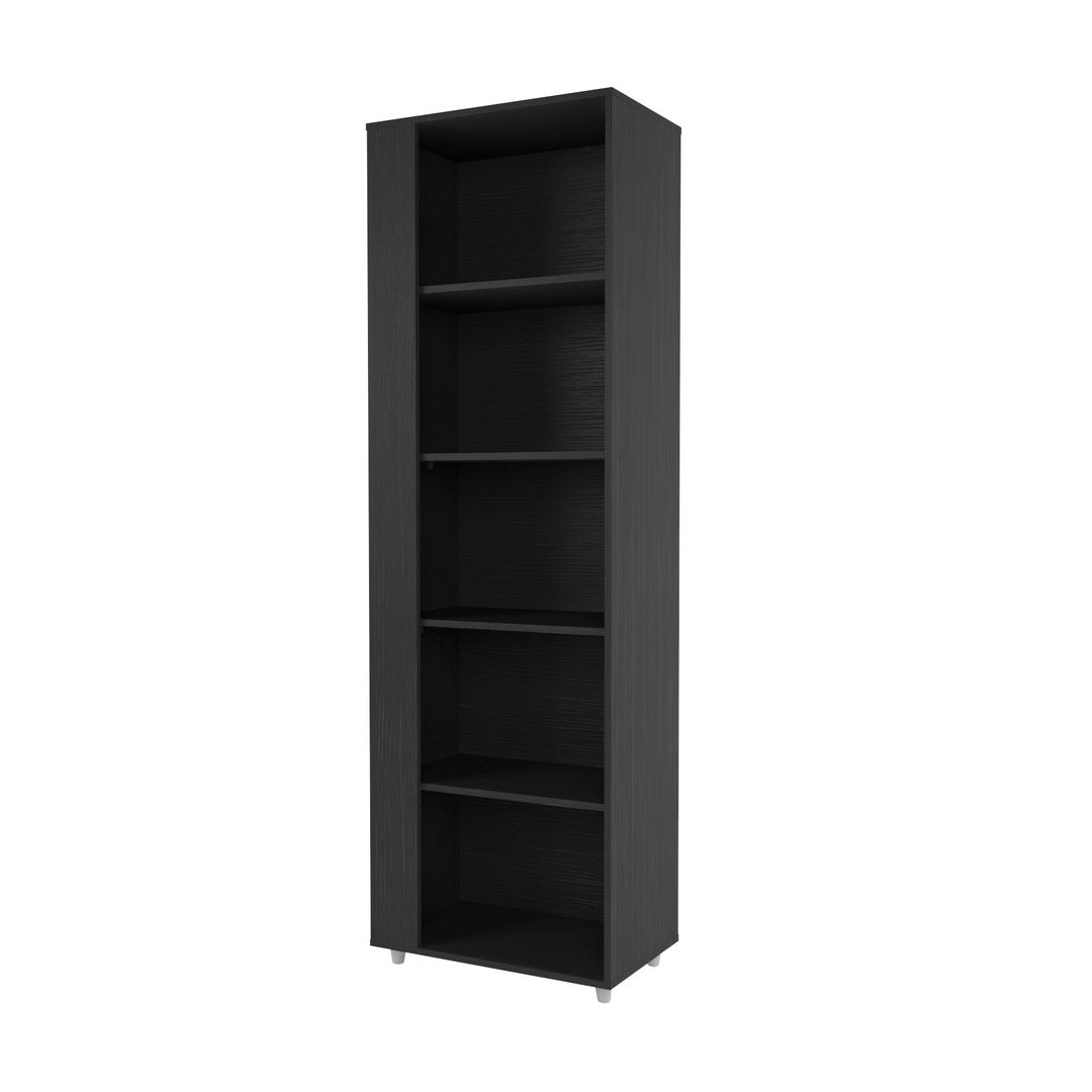 Manhattan Comfort Cypress Mid-Century- Modern Bookcase with 5 Shelves- Set of 2 in Black