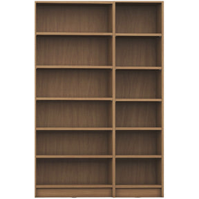 Manhattan Comfort Greenwich 2-Piece Bookcase 12 Wide and Narrow Shelves in Maple Cream-Minimal & Modern
