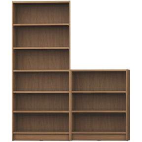 Manhattan Comfort Greenwich 2-Piece Bookcase 9- Wide Shelves in Maple Cream-Minimal & Modern