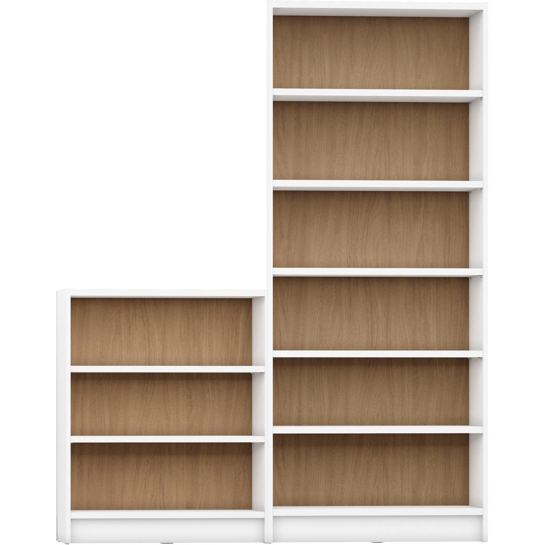 Manhattan Comfort Greenwich 2-Piece Bookcase 9- Wide Shelves in White Matte and Maple Cream-Minimal & Modern