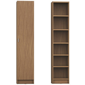 Manhattan Comfort Greenwich 6-Shelf Narrow Venti 2.0 Bookcase with Doors in Maple Cream-Minimal & Modern
