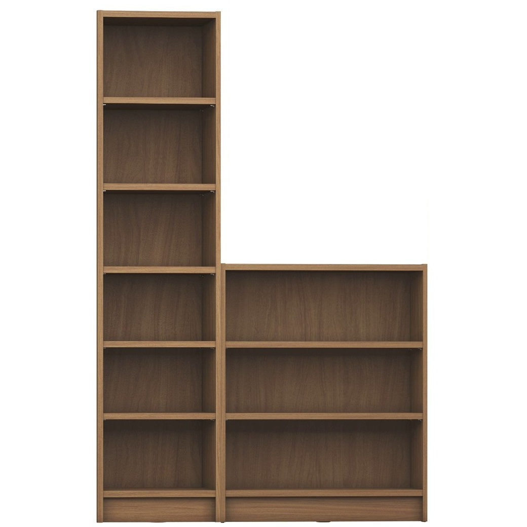 Manhattan Comfort Greenwich 2- Piece Bookcase 9- Wide and Narrow Shelves in Maple Cream-Minimal & Modern