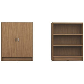 Manhattan Comfort Greenwich 3- Shelf Wide Grande 2.0 Bookcase with Doors in Maple Cream-Minimal & Modern