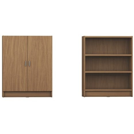 Manhattan Comfort Greenwich 3- Shelf Wide Grande 2.0 Bookcase with Doors in Maple Cream-Minimal & Modern