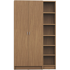 Manhattan Comfort Greenwich 2-Piece Bookcase 12 Wide and Narrow Shelves with 2 Wide Doors in Maple Cream-Minimal & Modern