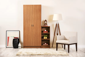 Manhattan Comfort Greenwich 2-Piece Bookcase 9 Wide and Narrow Shelves with 2 Wide Doors in Maple Cream-Minimal & Modern