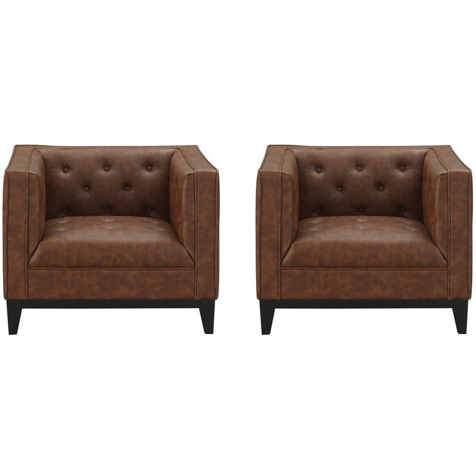Manhattan Comfort Cadman 2-Piece Camal PU Leather Armchairs Manhattan Comfort-Armchair- - 1