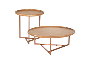 Manhattan Comfort Knickerbocker Modern Accent Table Set of 2with Steel Base in CinnamonManhattan Comfort-Coffee Table- - 1