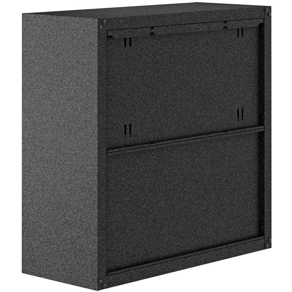 Manhattan Comfort Fortress 30" Floating Textured Metal Garage Cabinet with Adjustable Shelves in Grey - Set of 2-Minimal & Modern