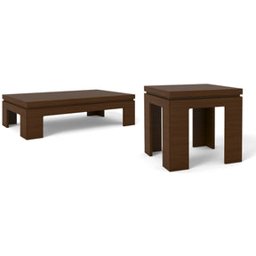 Manhattan Comfort Bridge 2-Piece Accent Table Living Room Set in Nut Brown-Minimal & Modern