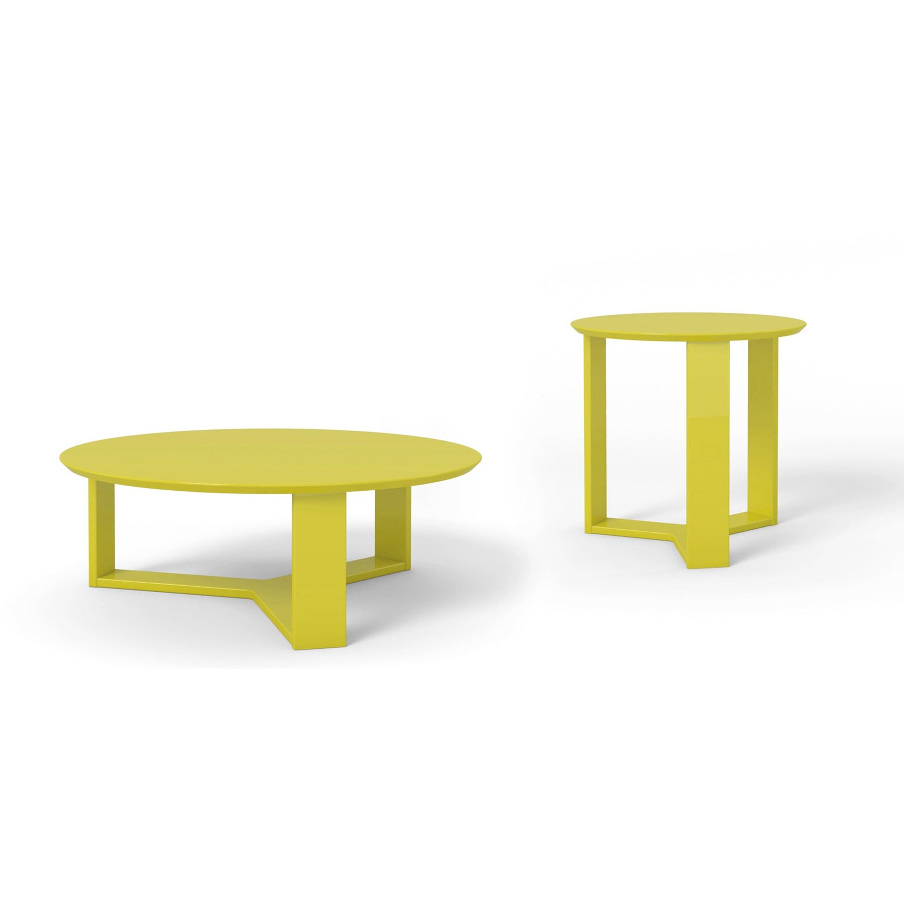 Manhattan Comfort Madison 2-Piece Accent Table Living Room Set in Lime Gloss-Minimal & Modern