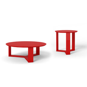Manhattan Comfort Madison 2-Piece Accent Table Living Room Set in Red Gloss-Minimal & Modern