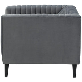 Manhattan Comfort Vandam 2-Piece Charcoal Grey Velvet Armchairs