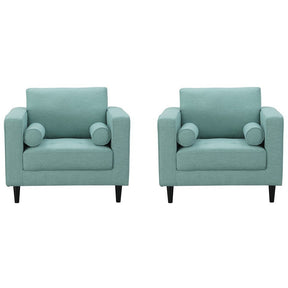 Manhattan Comfort Arthur 2-Piece Mint Green-Blue Tweed Armchairs Manhattan Comfort-Armchair- - 1