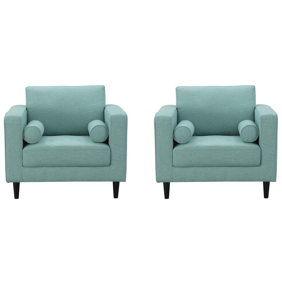 Manhattan Comfort Arthur 2-Piece Mint Green-Blue Tweed Armchairs Manhattan Comfort-Armchair- - 1